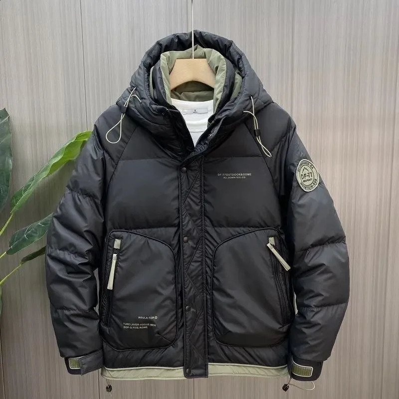 Fashion Men 90% White Hooded Duck Down Jackets Men's Thick Warm Waterproof Parka Overcoat Down Coat 260917