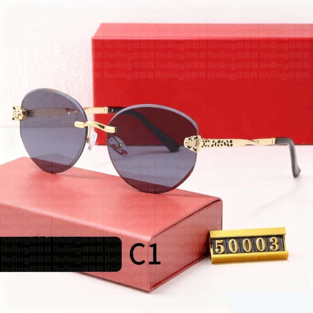 Fashion Designer Sunglasses For Women Vintage Mens Buffalo Horn Glasses Panther Gold Metal Legs Rimless Sunglass Travel Tour Eyeglasses Lunettes gaf