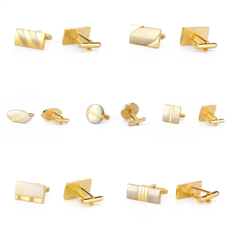 1 Pair Cufflinks Man Shirt Gold Color Men's Cufflinks Copper Tie Clips And Cufflinks Gifts For Men Cuffs Round Square Jewelry 260917