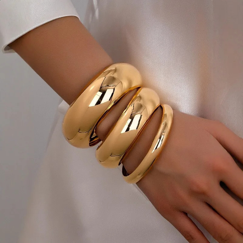 3PCS Set Stainless Steel Round Smooth Bangles for Women Men Minimalist Gold Color Charm Bracelet Couple Fashion Jewelry Gift 260917