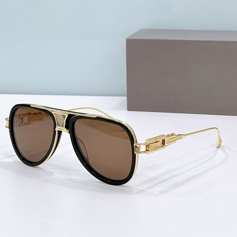 Womens Pilot GRAND DECADE Sunglasses Personalized Three Piece hinged Brown Sunshade Lens Brand Design Metal Mesh Frame DTS460 Outdoor Leisure UVA UV