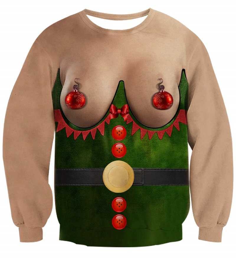 Ugly Mens Christmas Christmas hoodie Sweater 3D Funny Elf Boobs Design Printed Novelty Xmas Pullover Sweatshirt For Party Funny Xmas Gift Hoody C260