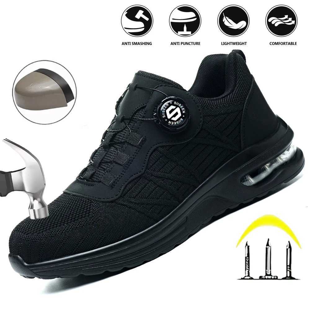 New Men's Rotary Buckle Safety Shoes Anti-Impact Anti-Piercing Lightweight Work Boots Fashion Sporty Design for Outdoor Pro Q260916