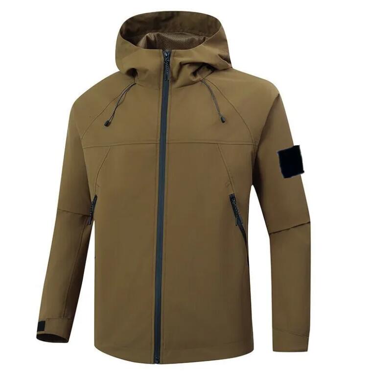 stones jacket Cross Border Badge High Def Solid Color Soft Shell Functional Simple Casual Windproof Zipper Hooded Coat Leisure Loose