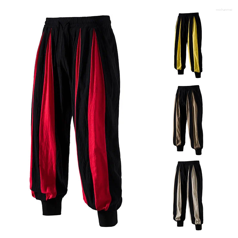 Men's Pants Men Vertical Color Block Striped Harem Joggers Medieval Pirate Knight Cosplay Trousers Gothic Viking Circus Clown