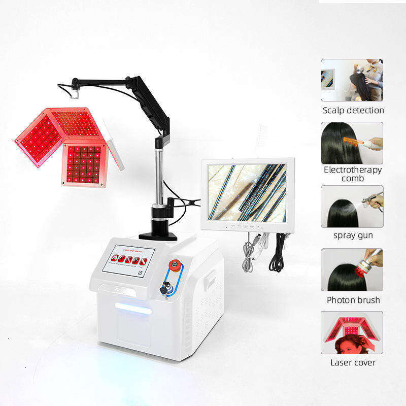 Hair loss treatment Anti-Hair Removal Potherapy 650NM Red Diode Laser Hair Growth Restoration Oxygen Spray High Frequency Ozone Machine