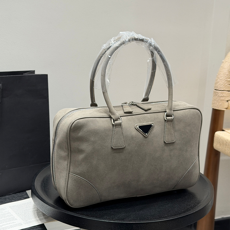 12A Designer Fashionable Tote Bag Fashionable Suede Bowling Bag Hand-held Briefcase Shopping Bags