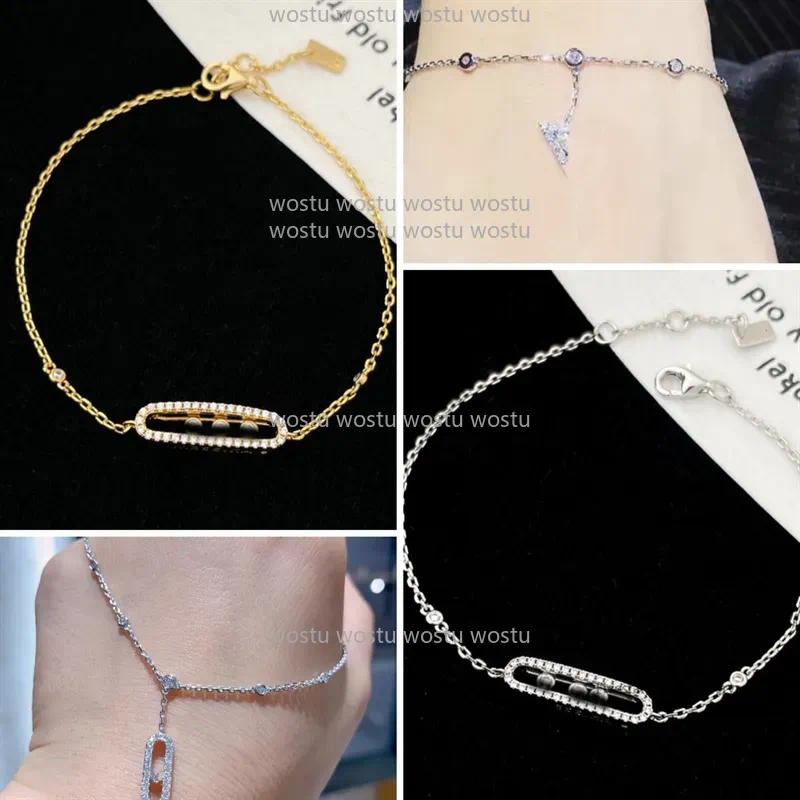 Bracelet jewellery designer for women move diamond Bracelets High quality Rose gold link chain sliding Three Diamond chains jewelry fashion luxury g