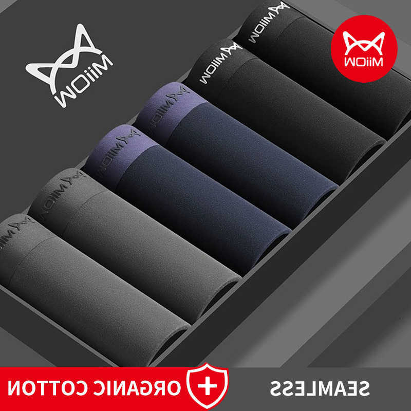 Men's Underpants Cotton MiiOW 4Pcs Panties Set Breathable Mesh Mens Underpants Graphene Antibacterial Underwear for Men Boxer Briefs L-5XL D260