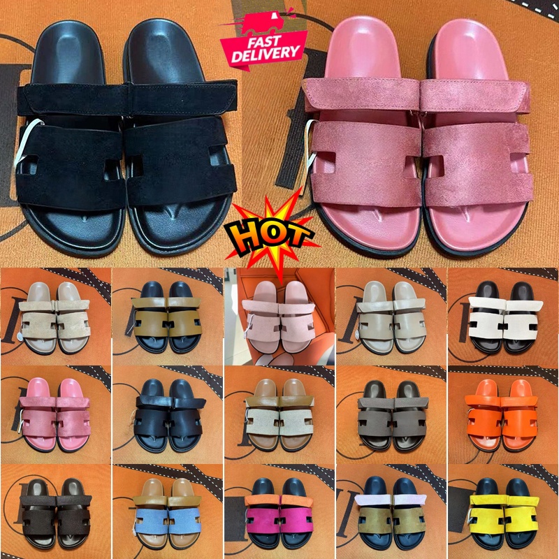 Designer Trendy Slides Men Women Open Toe Sandals Double Strap Adjustable Velcro Platform Slippers Casual Summer Shoes Streetwear Footwear Daily 36-