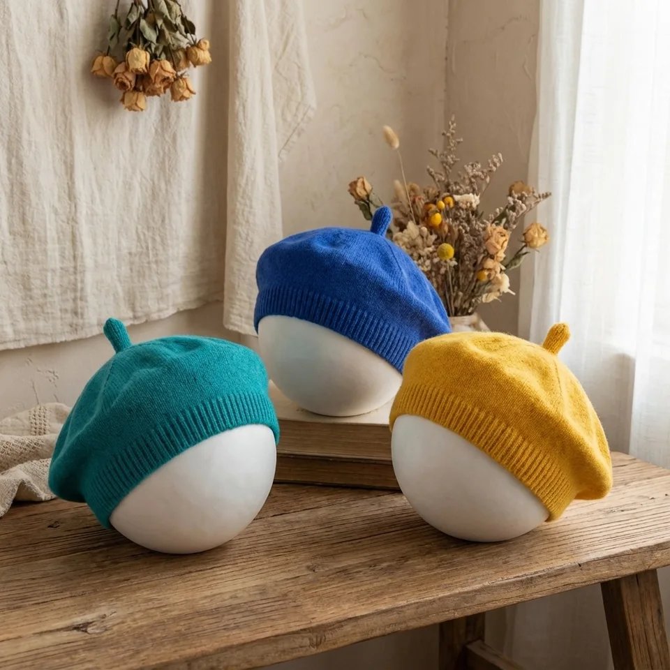 Solid Color Baby Beret Spring Fontanel Protector Infant Hat