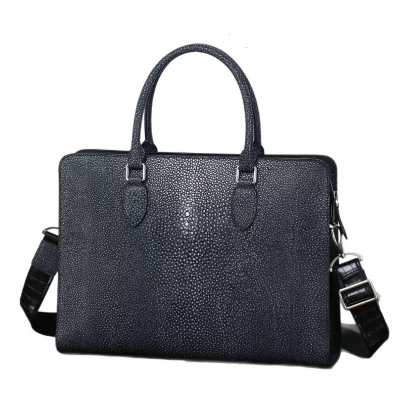 Stingray Skin Print Pattern Businessmen ZIP Laptop Briefcase Shoulder Bag Genuine Leather Male Large Work Handbag 260907