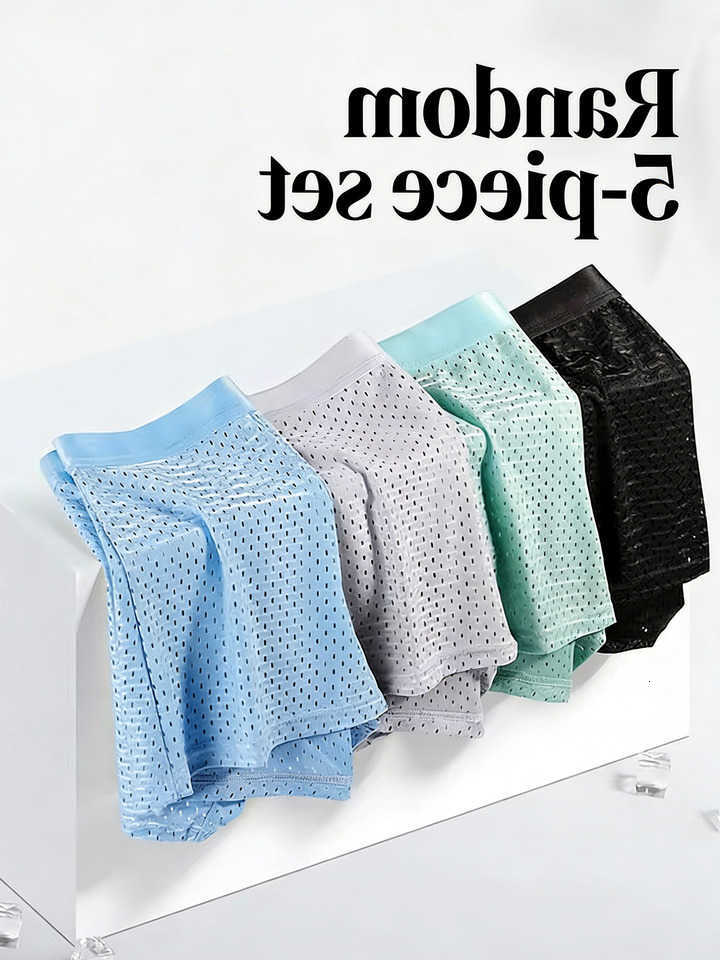 Men's Ice Silk Underpants Mesh Underwear Solid Color Men's Panties Breathable Men's Underpant Fashion Panties Male Slips Homme Pantie