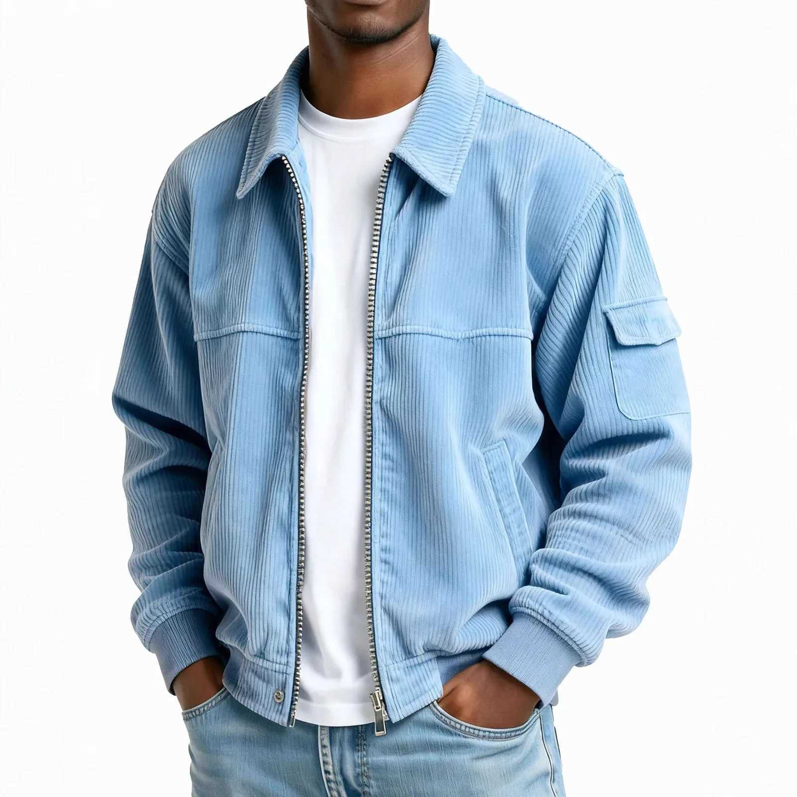 2026 Autumn Winter Men's Vintage Jackets Solid Corduroy Fashion Casual Full Slve Pocket Outwear Coats Man Sports Strtwear S260918VKQY