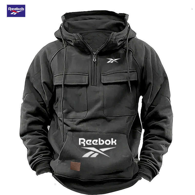 Hoodie 2026 Design Reebok Multi-Pocket - The Top Choice for Fashionable Autumn and Winter a Semi-Zippered Hooded Comforta C260915 C26091511