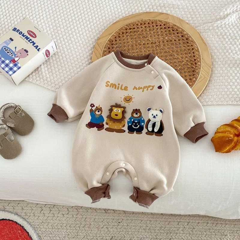 Jumpsuit Newborn Baby New Cute Long Sle Round Neck Thicke Crl Clothes Suitable for Boys GirlsW260917