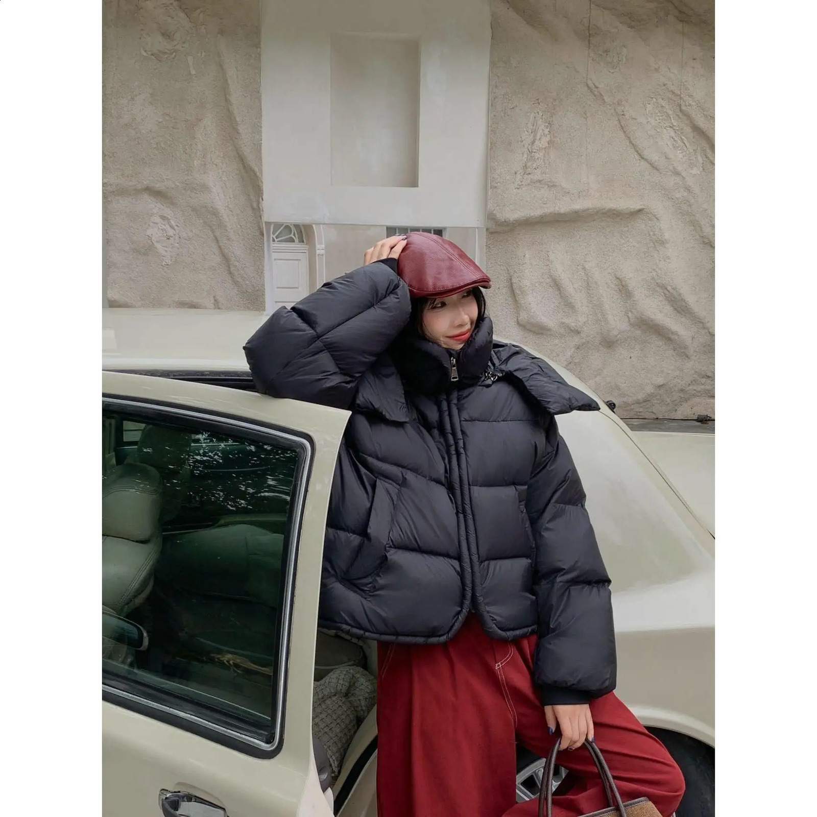 Coat Korean Version Loose Fit Lapel Hooded Women Winter Premium Thickened Warm Bread Jacket 260917