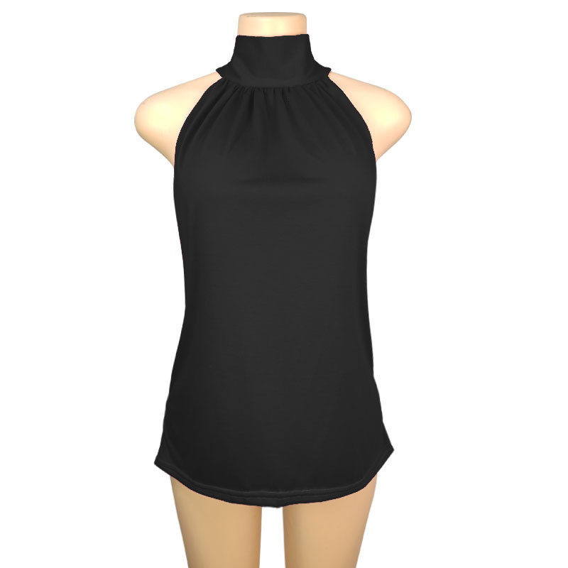High quality 2026 Southeast Asia Summer Solid-color, halter-neck, tie-front knitted vest T-shirt for women