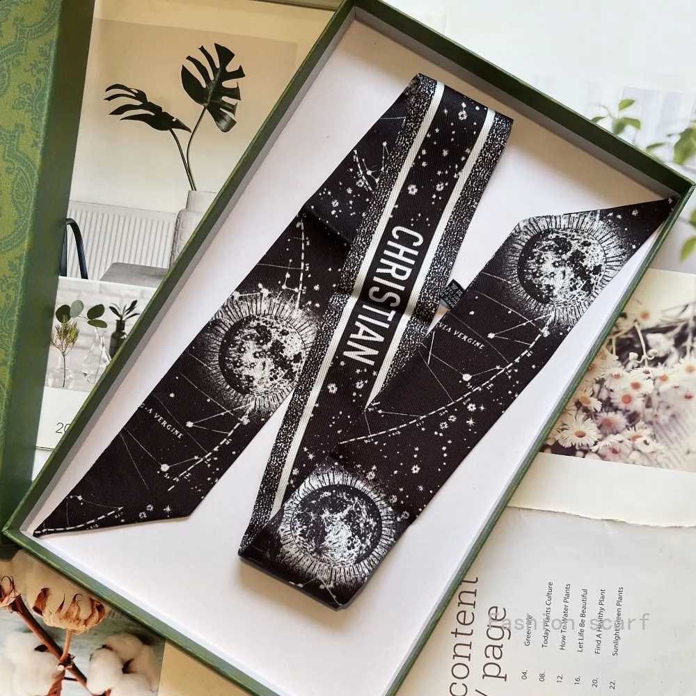 Black TwillyFrench New Versatile Tarot and White Plain Fashion Long Ribbon Small Scarf Wholes Decorative Bags N260912