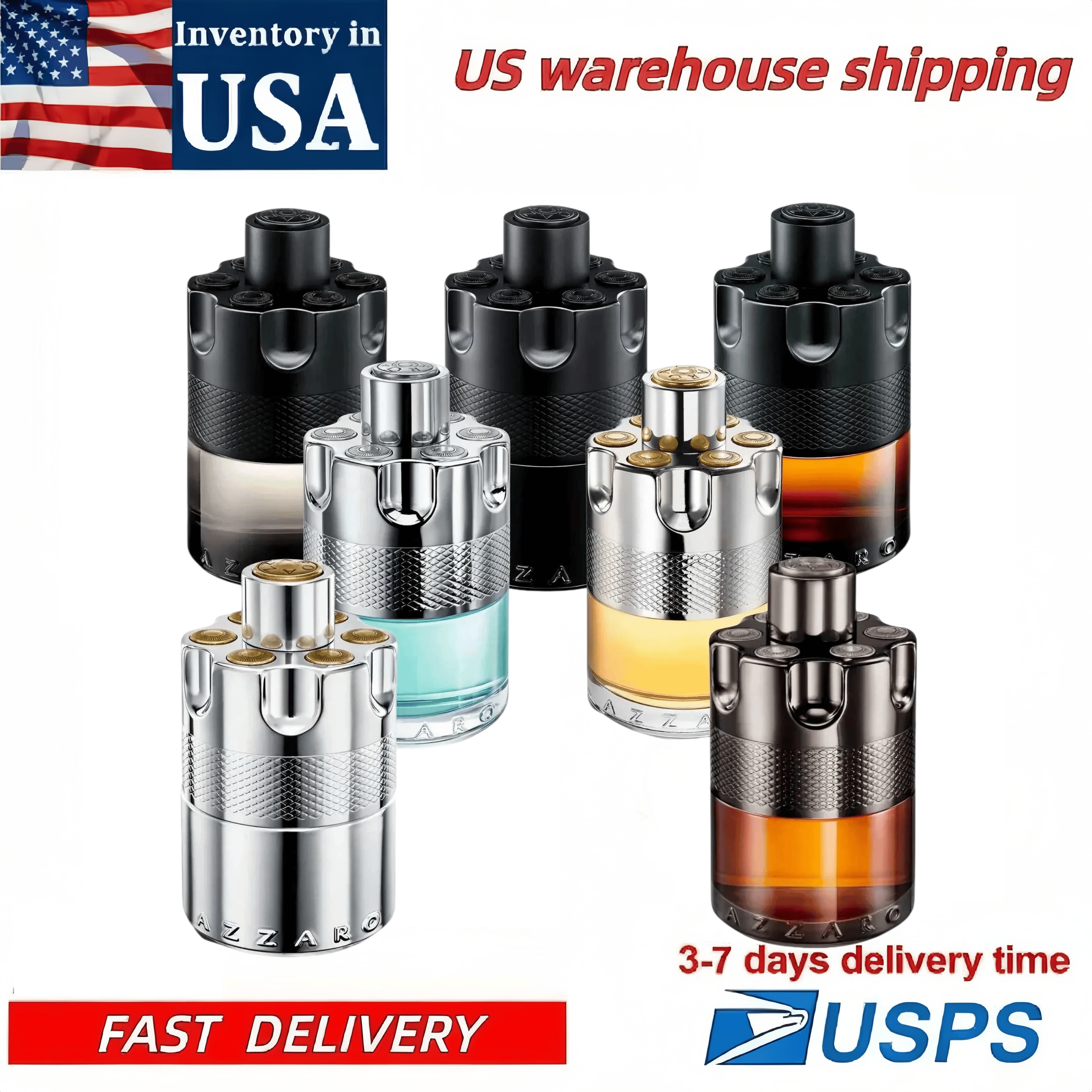 Azzaro the most wanted perfume Parfum 100ml - USA Stock 3-5 Day Free Shipping USPS Fast Delivery Long Lasting Fragrance Industrial Design Cylinder B