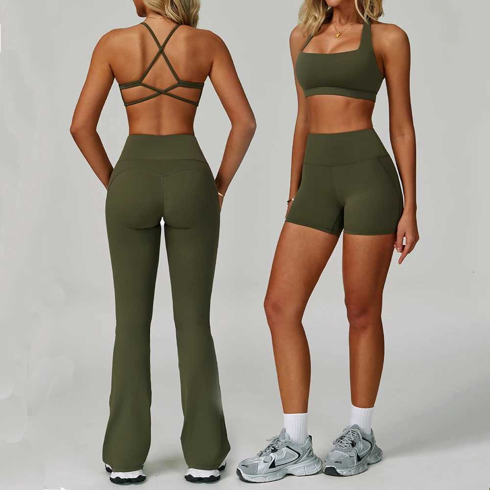 Yoga Set Women's Sportswear Yoga Suit Sports Top High Waist Leggings Two Piece Workout Clothes Fitness Gym Sets Athletic Wear Q260917