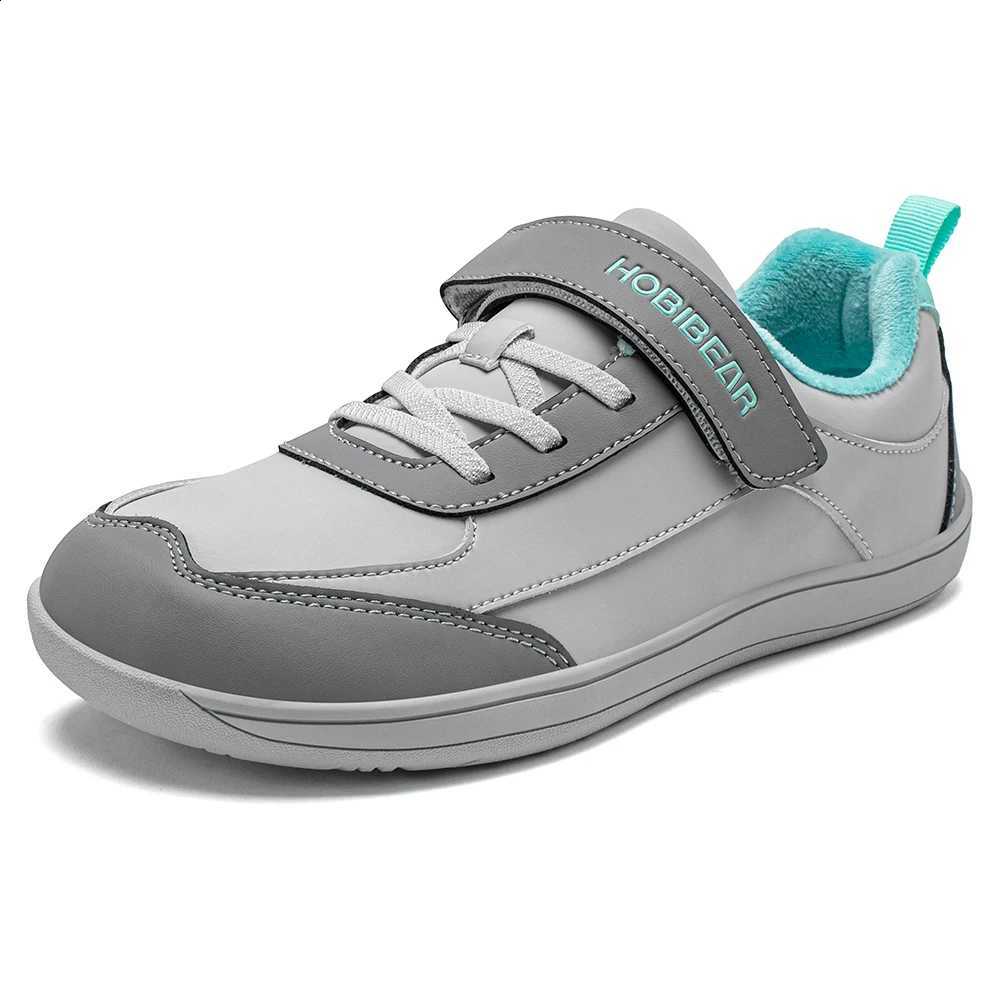 HOBIBEAR Kids Faux Fur Lined Barefoot Shoes Winter Wide Toe Box Artificial Leather Hook Loop Shoes for Big Kids/Boys Girls Q260916