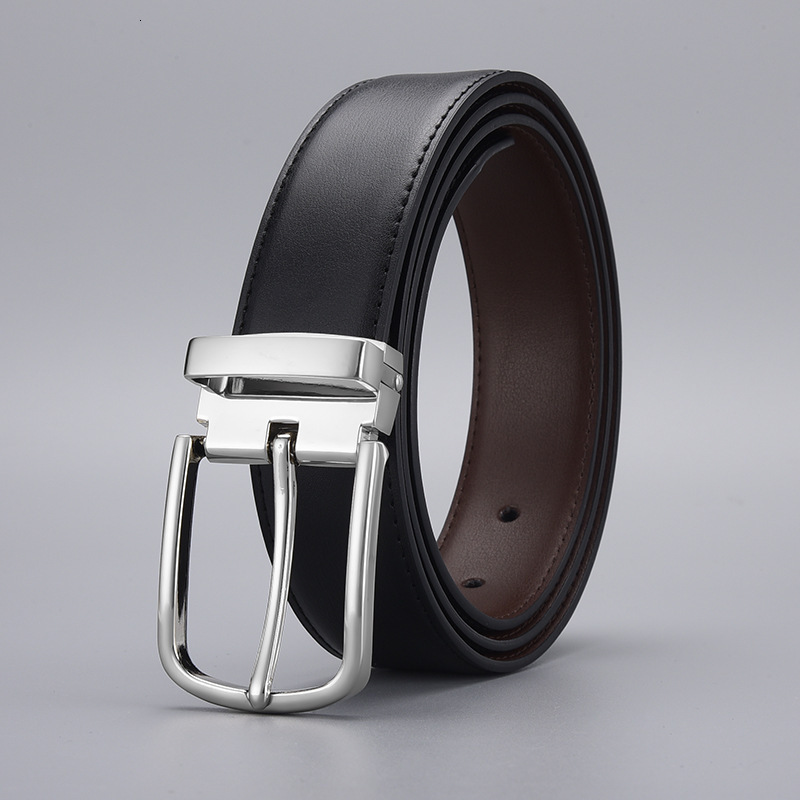 Belts Business Pin Clip Buckle Two-Layer Cowhide Belt Men's Genuine Leather Miminail