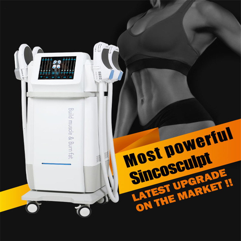 2022 4 handle emslim hi emt slimming machine ems neo machine with seat cushion Synchronized RF Heating & HIEMT+ Contractions