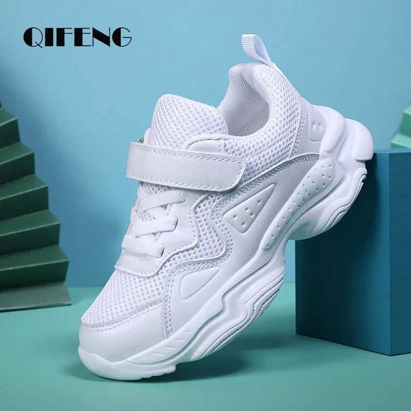 2025 Children White Casual Shoes Boys Light Mesh Sneakers Student Summer Sport Footwear Winter Toddler Leather Shoes 4-12y Child Q260916