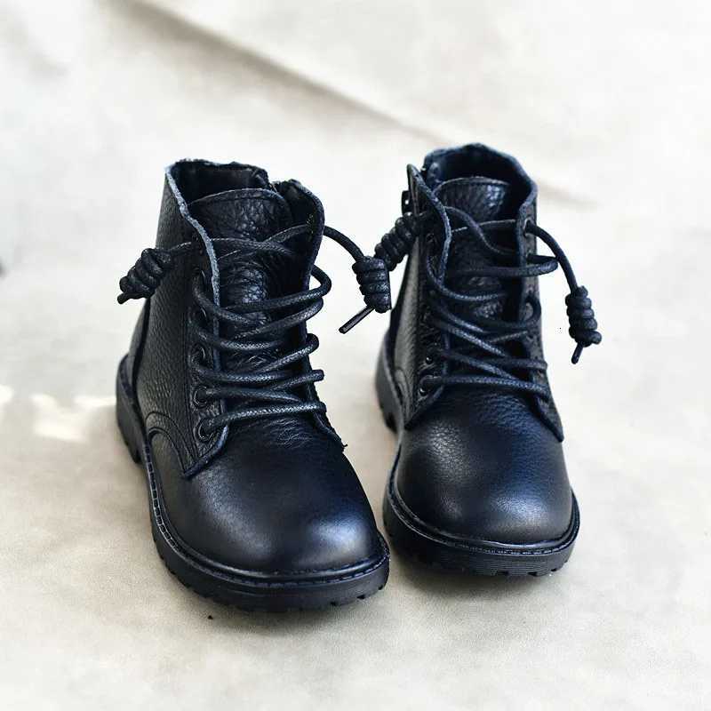 Genuine Leather Kids Boots Boys Leather Shoes Girls Ankle Boots Winter Good Quality Children Nature Leather Snow Boots CSH1561 X260917