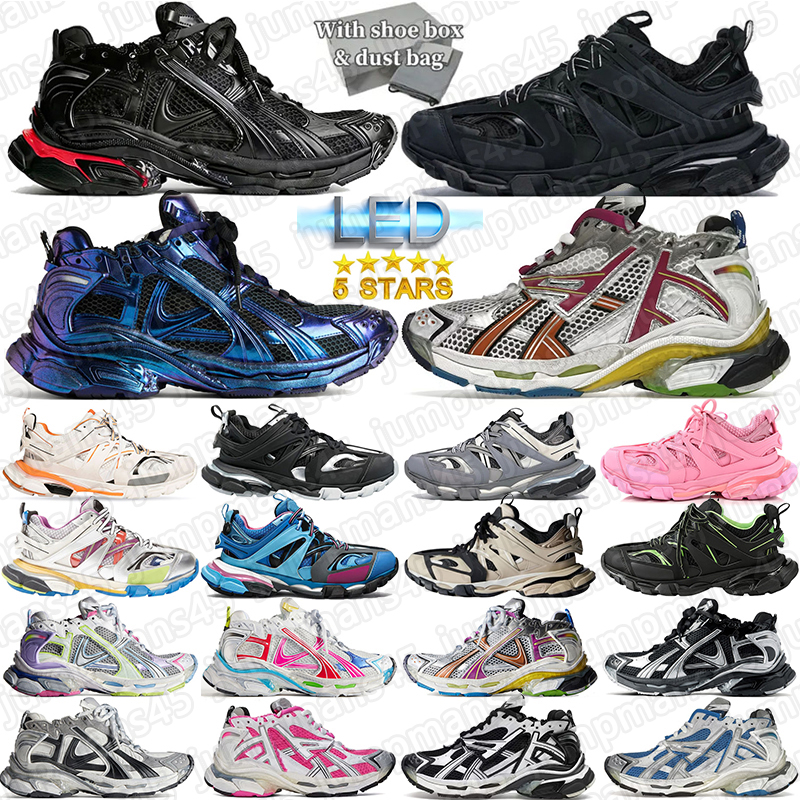 Designer Casual shoes  With Led Track Runners Track 3.0 7.0 7.5 [CODE:L ]Multicolor Luxury Paris Gomma Leather Extraordinary Sneakers