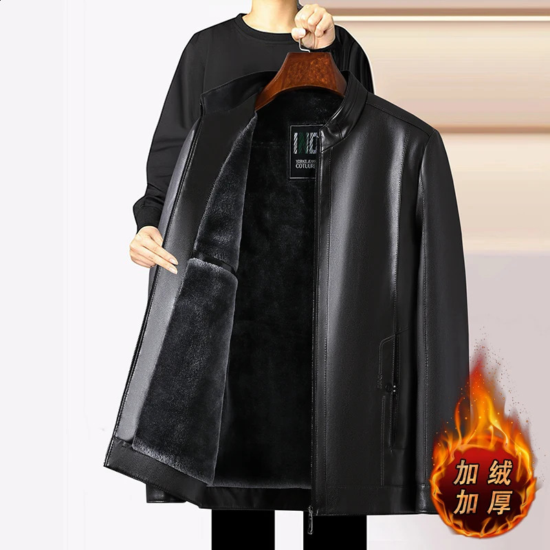 Men Fashion Casual Fur Integrated Leather Coat Winter Men Mid-Length Thickened Wool Liner Warm Sheep Leather Jacket 260917