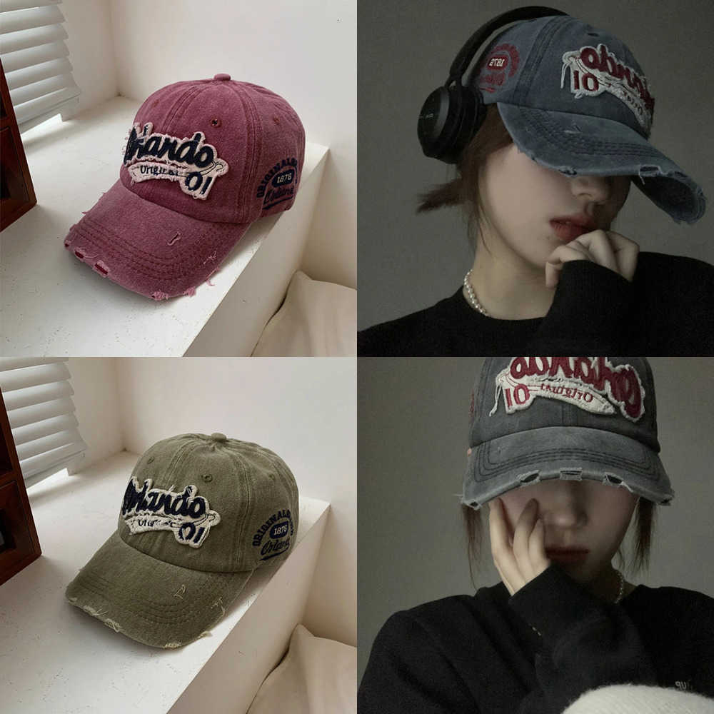 Hat Hip Hop Holes Baseball For Men Women Retro Washed Cotton Peaked Cap Fashion Snapback Sun Visors Punk Letter Bonnet y2k J260917