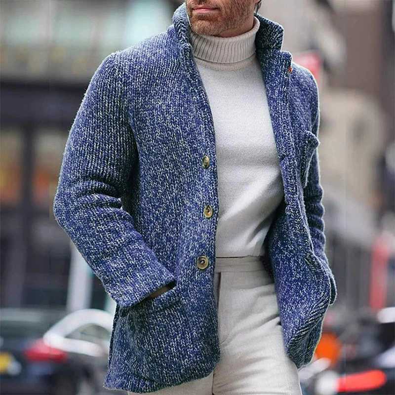 New American Retro Men Cardigan Jacket Light Luxury Premium Quality Knit Long Sleeve Sweater Coats Trendy Pocket Knitwear M-3XL S2609185TYJ