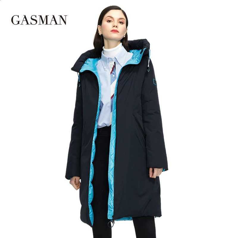GASMAN 2022 new women's winter jackets black high-quality hooded Casual warm down jacket long thick outwear Parka coat women 210 H260917