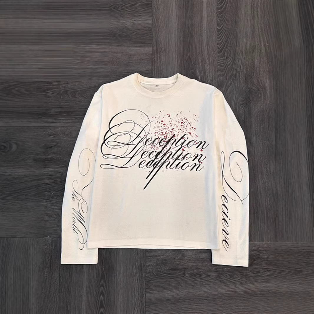 European and American INS Cross-Border Personalized Letter Print Crew Neck Sweatshirt Long Sleeve T-Shirt Pullover Retro Jacket Street Fashion c3
