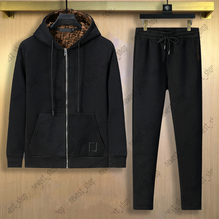 designer Mens Tracksuits jacket pants luxury suit sets geometric pattern inside embroidery drawstring trousers zip Cardigan casual gray hooded coat