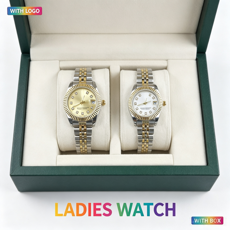 Watch Women Designer Moissanite Diamond Rose Gold Two Tone Stainless Steel Crystal Dial Ladies Watches with Box Mens Watch Classic Gift High Quality