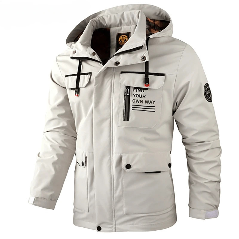 Fashion Men's Casual Windbreaker Jackets Hooded Jacket Man Waterproof Outdoor Soft Shell Winter Coat Clothing Warm Plus Size 260917