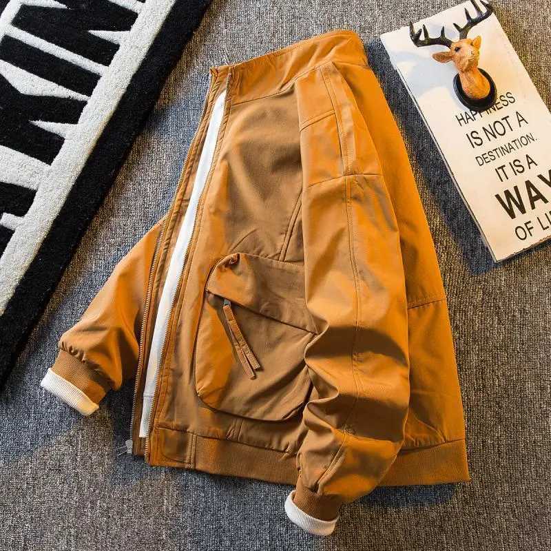 Standing Collar Workwear Jacket Trendy Men Spring Autumn Long Slve Handsome Loose Casual High Strt Outdoor Sports Coat S260918D7C1