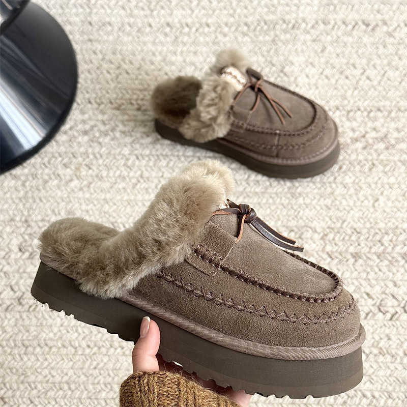 Women's outdoor furry slippers Alpine ethnic style slip-on thickened and warm cotton slippers from Sangpo Village Henan T260917