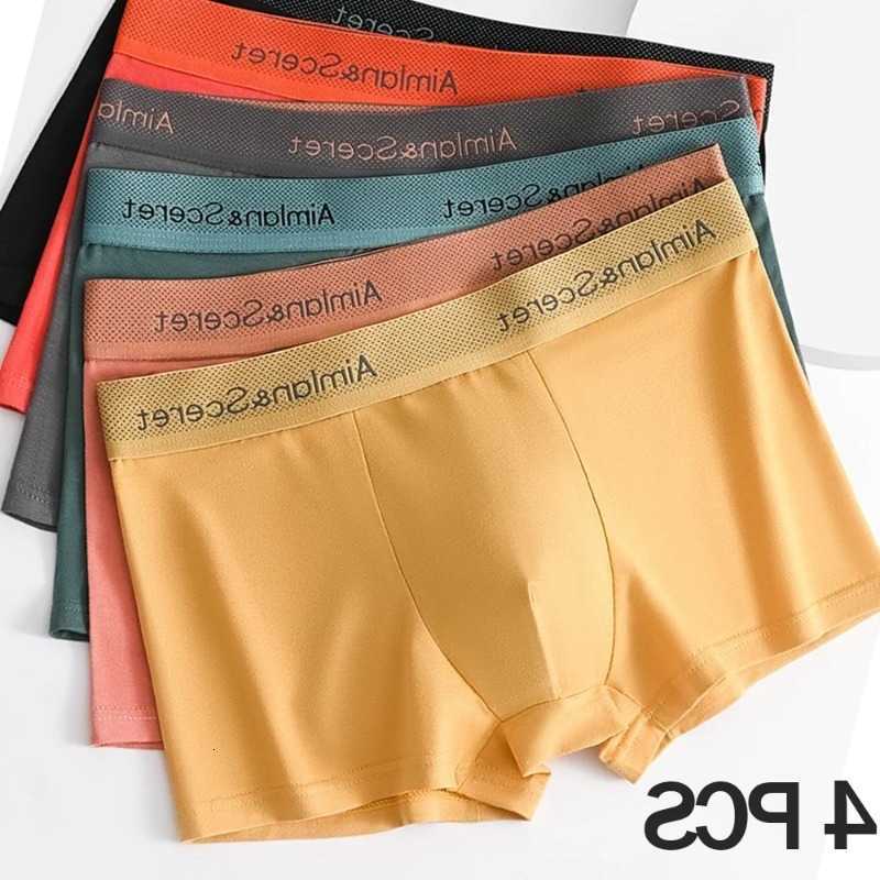 Boxers 4Pcs Men Underwear Sporty Plus Size Youth Boxer Shorts Comfortable Breathable Flat Pants Men's Square Panties Briefs Gift D260918