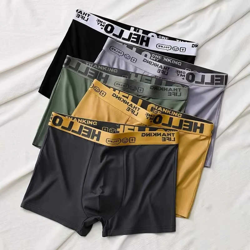 5pcs Boxer Shorts Ice Underpants Silk Men's Underwear Summer Breathable Underpants U Convex Lingerie Breathable Sexy Panties Men boxers D260918