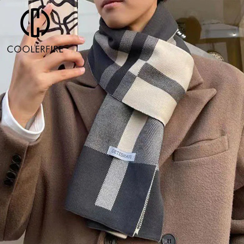 Winter Men Scarf Keep Warm Scarf Casual Fashion ers Knit Neckerchief Patchwork Wool Cashmere Scarf Shawl Wrap AC2228 260917