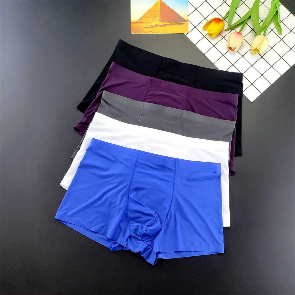 Silk Underpants 5pcs Man Ice Boxer Underwear Cool Summer Underpants Breathable Sexy Thin Panties U Convex Lingerie Lots L-4XL D260918