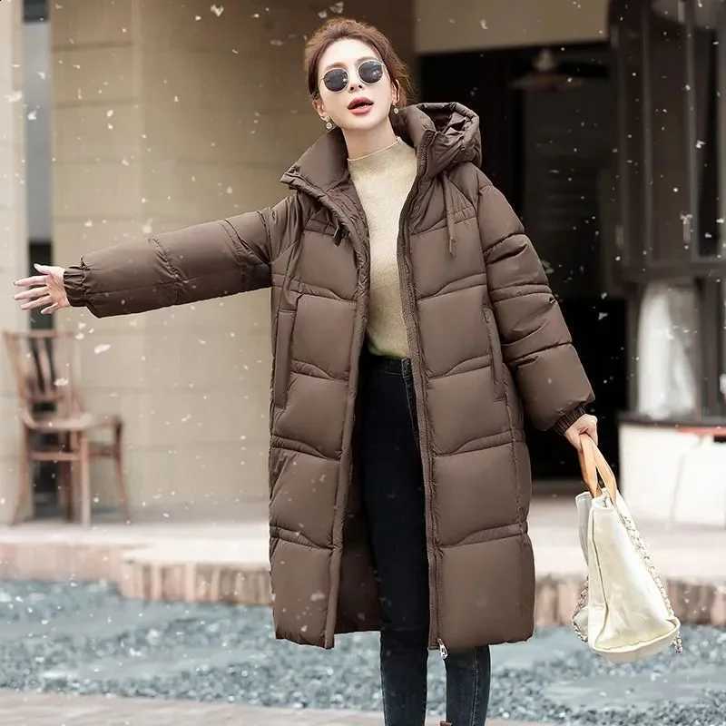 Hooded Windbreaker Plus Size Cotton-Padded Coat Female 2027 New Winter Fashion Long Down Jacket Women Parkas Thicken Outwear Top H260917