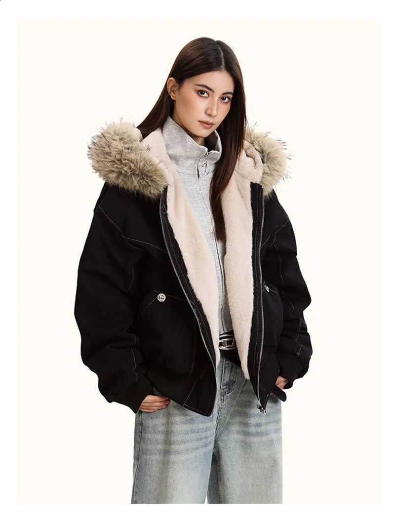 Fur Collar Hooded Parkas Y2k Harajuku Thicken Padded Jackets Casual Zipper Gothic Women Men Winter Coats Streetwear H260917