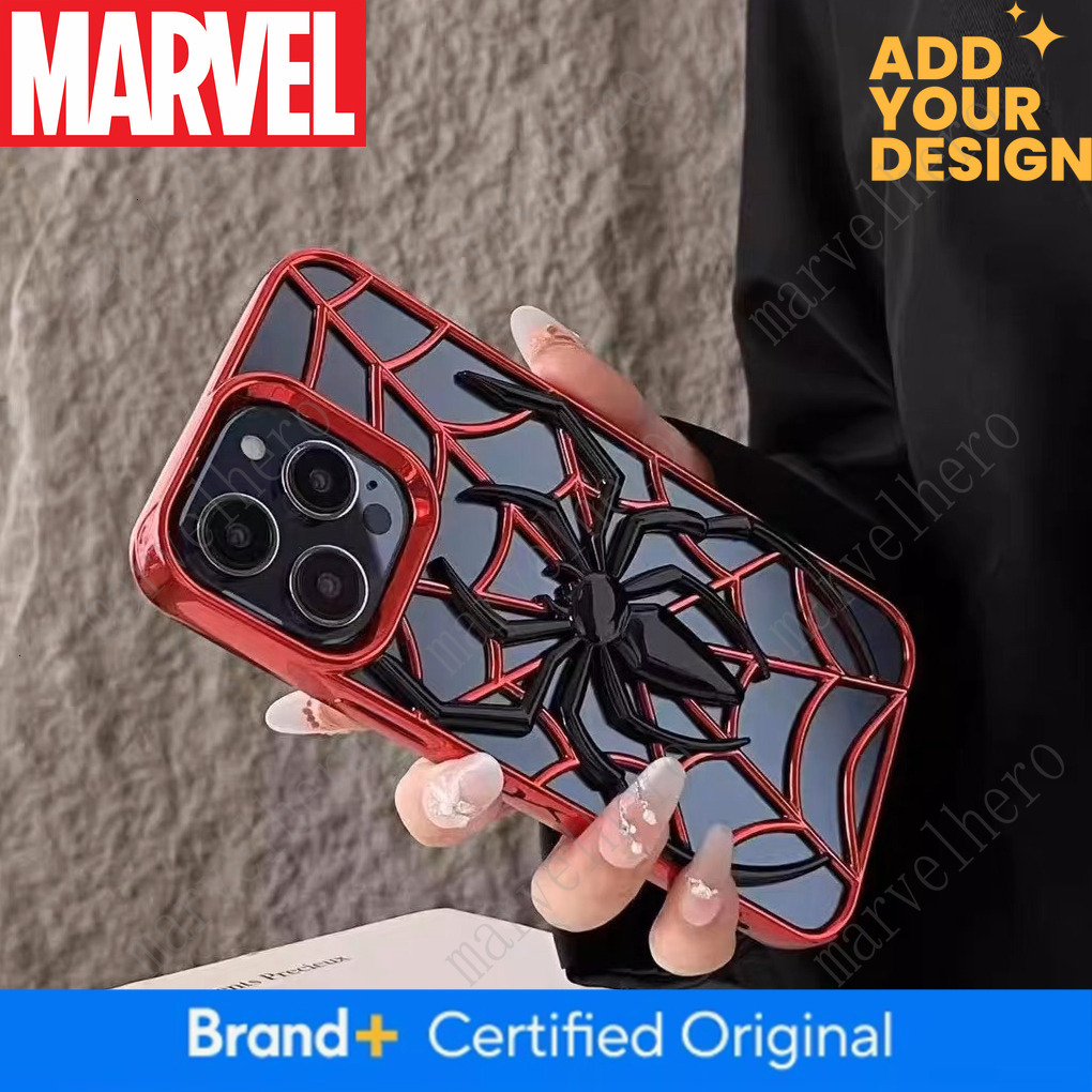 3D Pattern Hollow Out Plating Phone Case For Iphone 16 15 14 13 11 12 Pro Max Plus Color Collision Spider Web Soft Cover