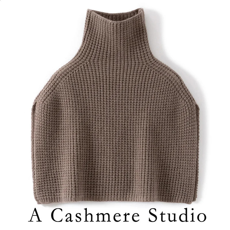 100 Cashmere Shawl Knitted Pullover Scarf Winter Scarves False Collar Coat Bib Warm Turtleneck Slit Jumper Shawl for Women 260917
