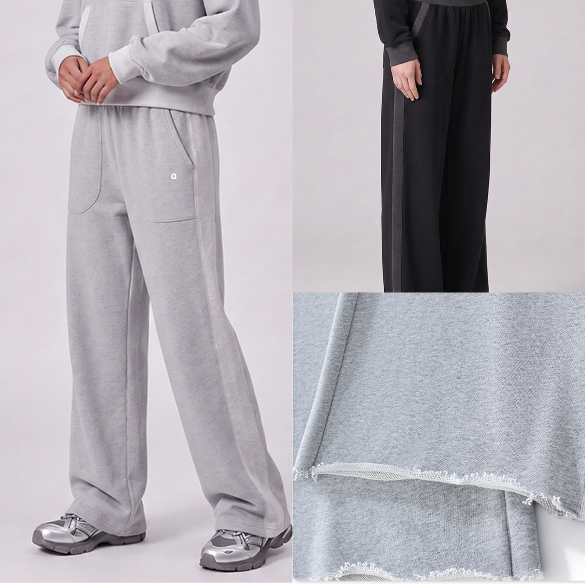 A2941 3D 360G pantalon extensible 100% coton lourd pour femmes pantalon à jambes larges de Style sport transfrontalier à bords effilochés